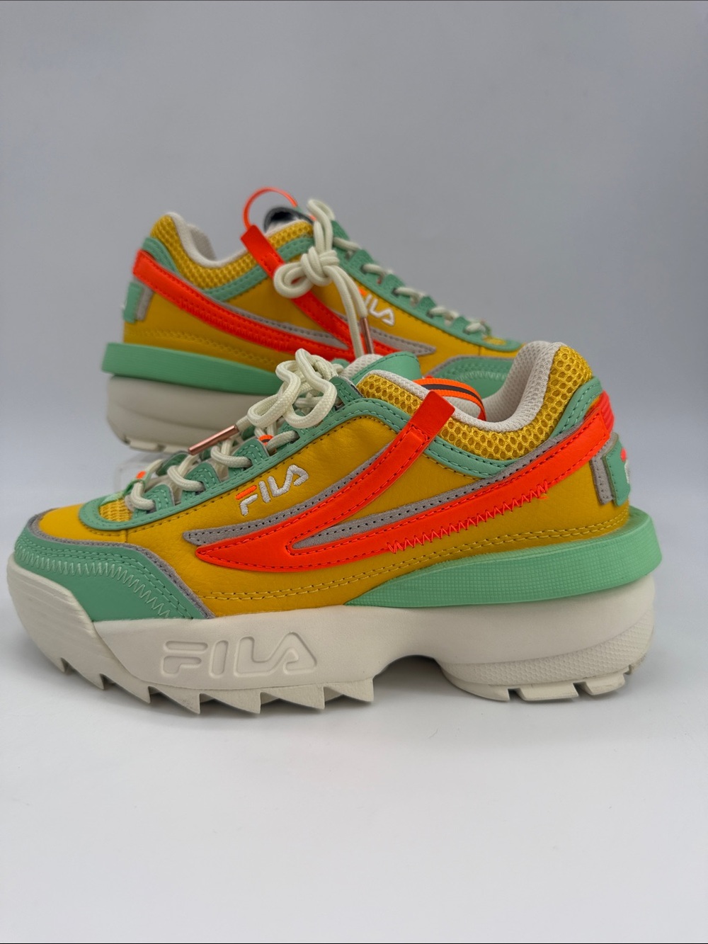 FILA Disruptor 2 Exp Women's Size 5.5 Lemon Mint Orange Retro Vibrant Colorway